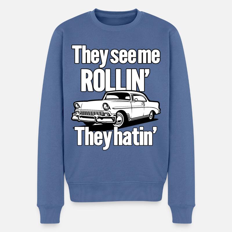 Rollin' Revolution Oldtimer-Liebhaber - Männer Premium Bio Pullover - Taubenblau