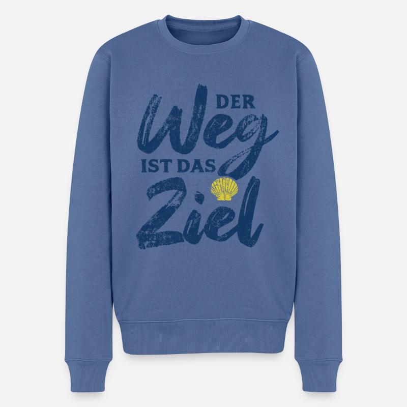 Der Weg ist das Ziel - Camino - Jakobsweg - Pilger - Männer Premium Bio Pullover - Taubenblau