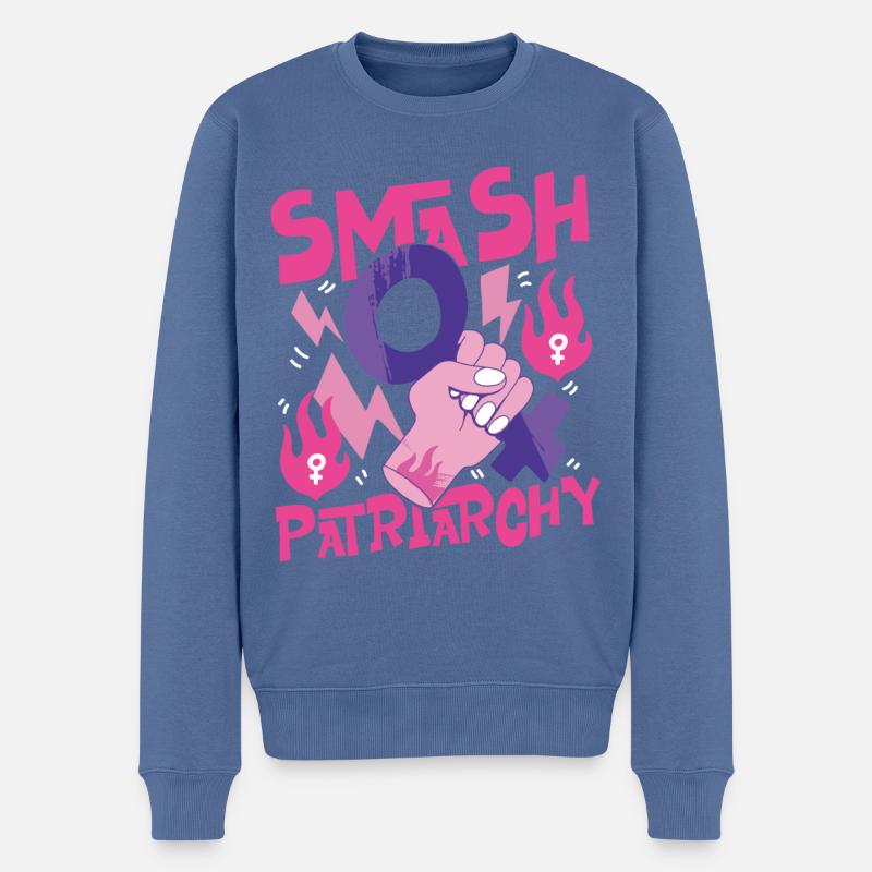 Feminist Smash Patriarchy - Männer Premium Bio Pullover - Taubenblau