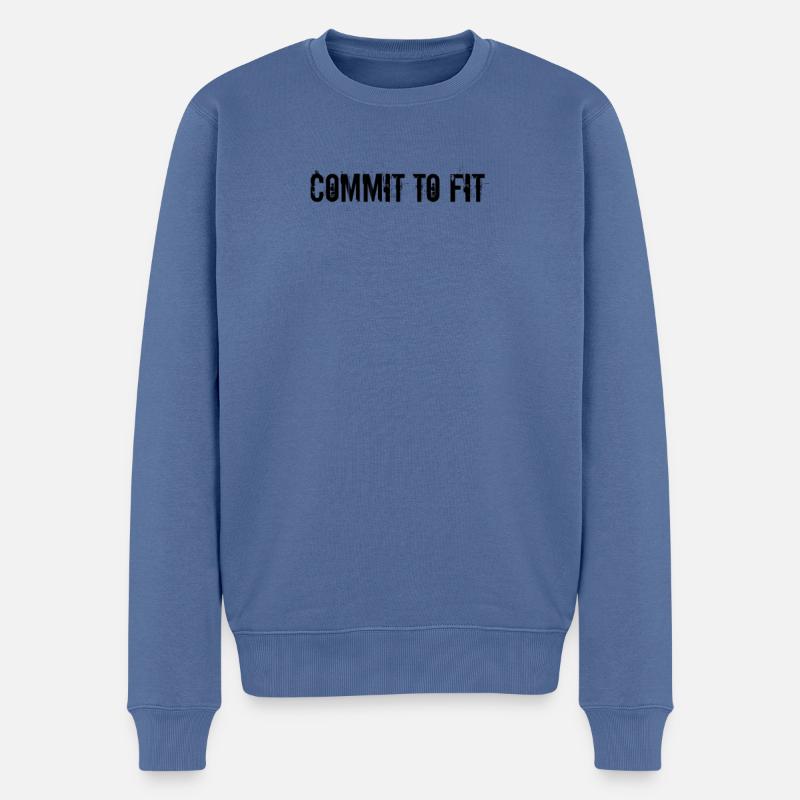 Fitness - S’engager à s’adapter - Pull Premium bio Homme - bleu pigeon