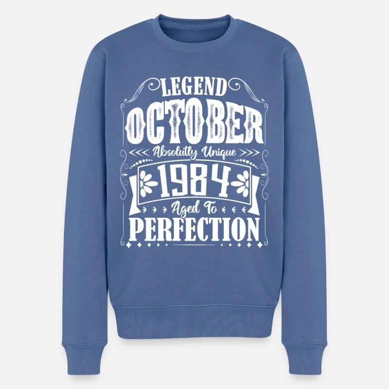 Oktober 1984. Oktober 1984 Geburtstagsgeschenk. - Männer Premium Bio Pullover - Taubenblau