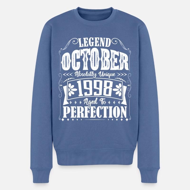 Oktober 1998. Oktober 1998 Geburtstagsgeschenk. - Männer Premium Bio Pullover - Taubenblau
