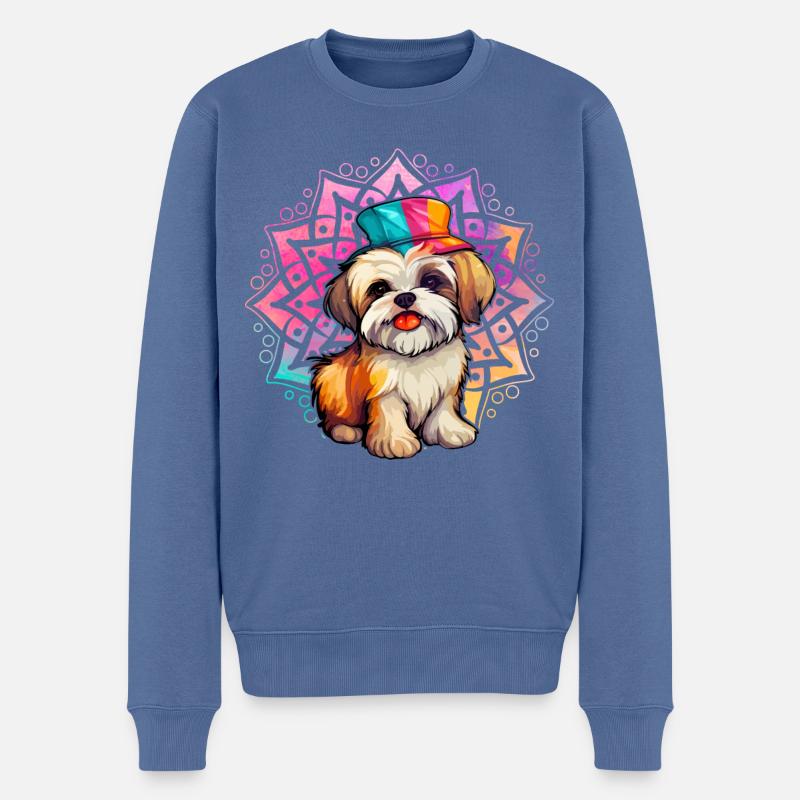 Havaneser Hund - Männer Premium Bio Pullover - Taubenblau