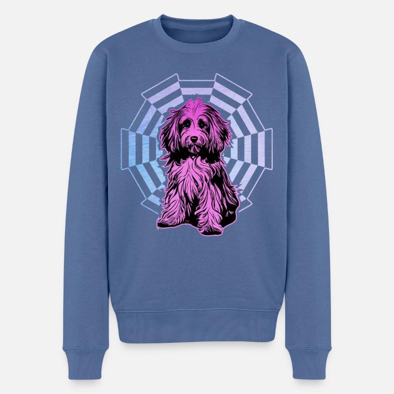 Havaneser Retro - Männer Premium Bio Pullover - Taubenblau
