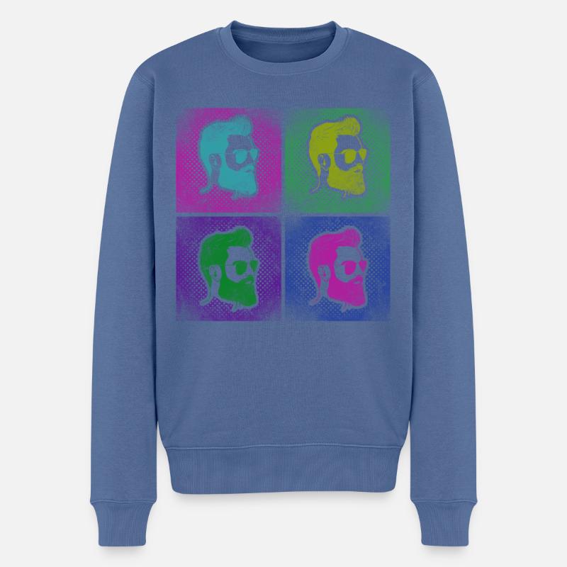 Beard Lover Bearded Man Retro - Männer Premium Bio Pullover - Taubenblau