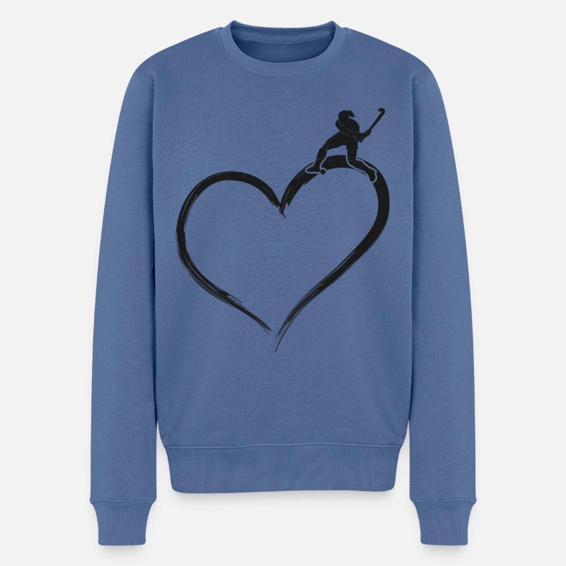 Field Hockey Heart - Männer Premium Bio Pullover - Taubenblau