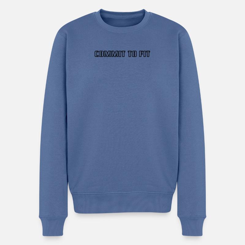 Fitness - Commit to fit - Männer Premium Bio Pullover - Taubenblau