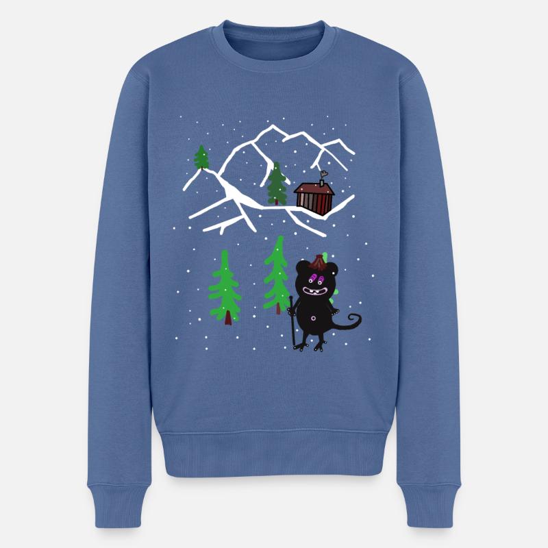 Winter Gebirge Wald Troll wandern Winter Hütte - Männer Premium Bio Pullover - Taubenblau