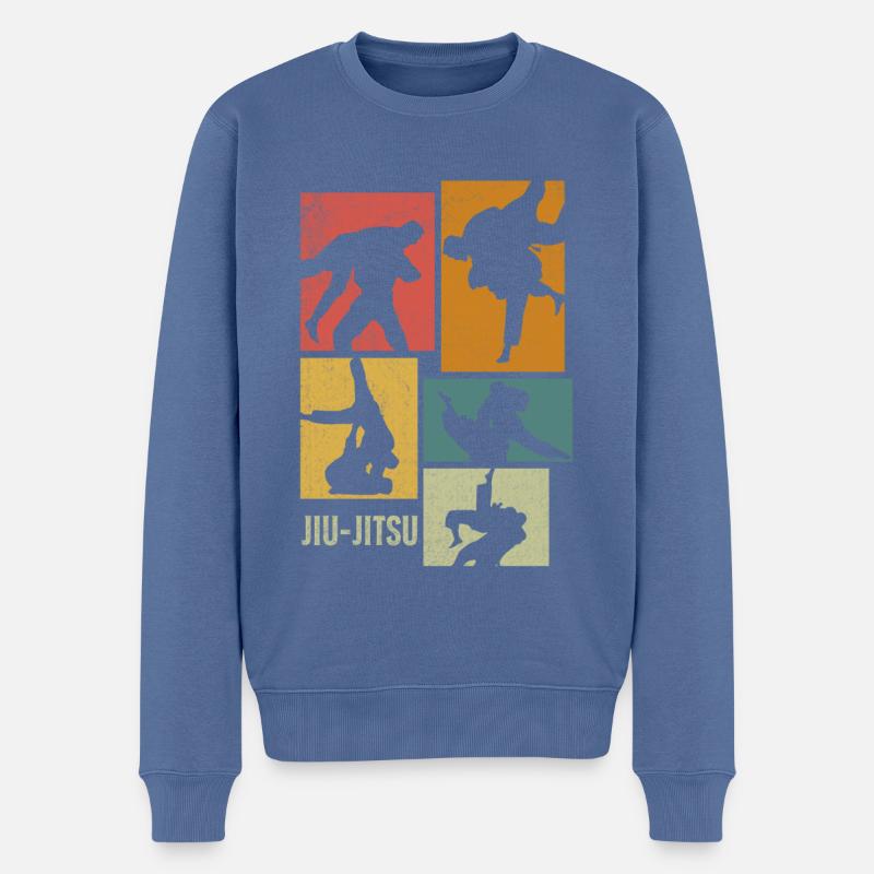 Brazilian Jiu-Jitsu Retro - Männer Premium Bio Pullover - Taubenblau