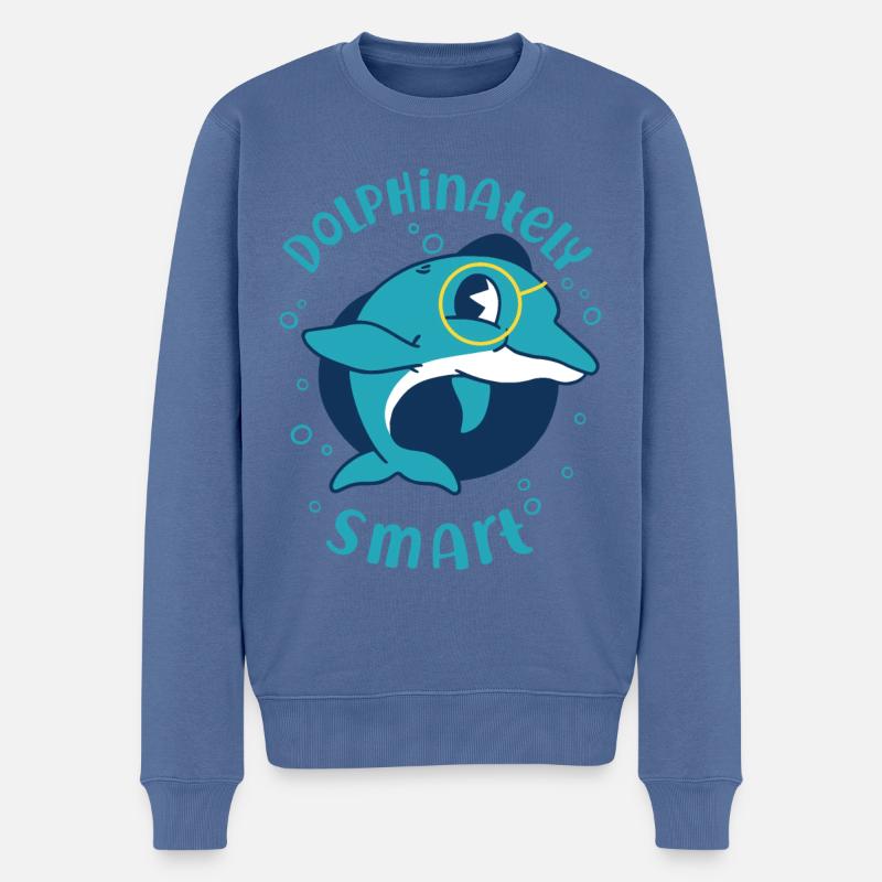 Dolphin Dolphinateley Smart - Männer Premium Bio Pullover - Taubenblau