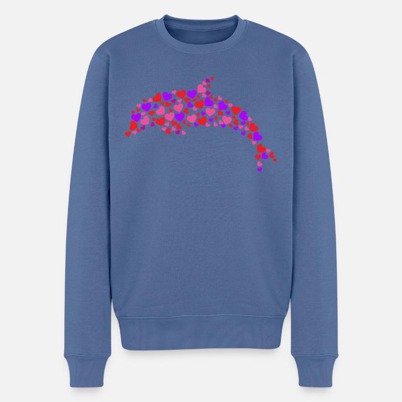 Dolphin Heart - Männer Premium Bio Pullover - Taubenblau