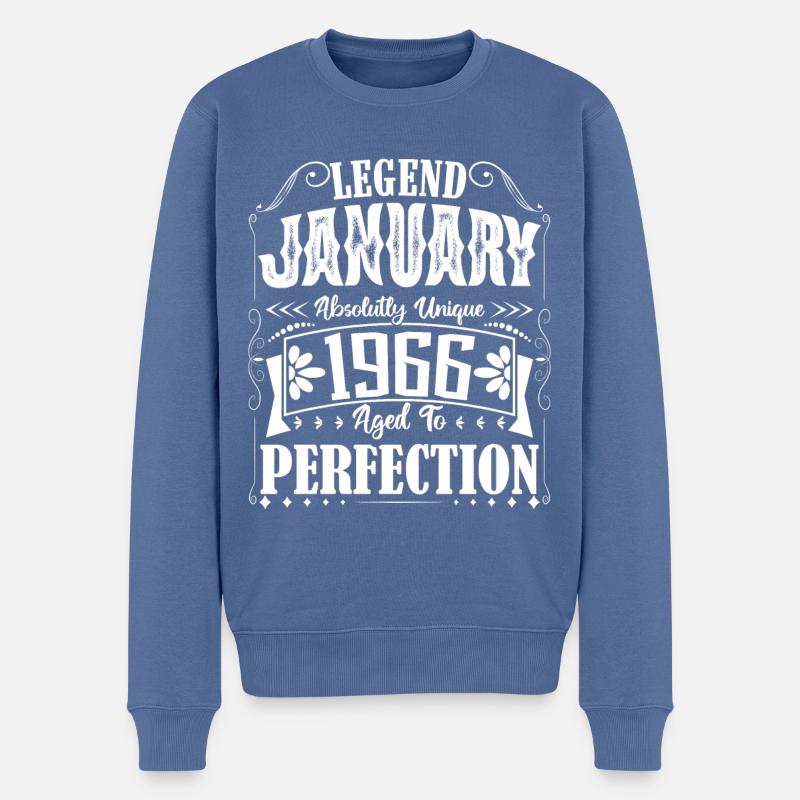 Januar 1966. Januar 1966 Geburtstagsgeschenk. - Männer Premium Bio Pullover - Taubenblau