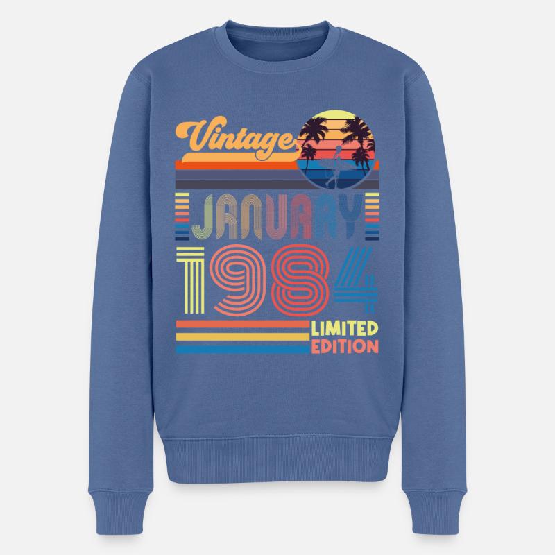 Jubiläum Januar 1984. Geschenk Januar 1984. - Männer Premium Bio Pullover - Taubenblau
