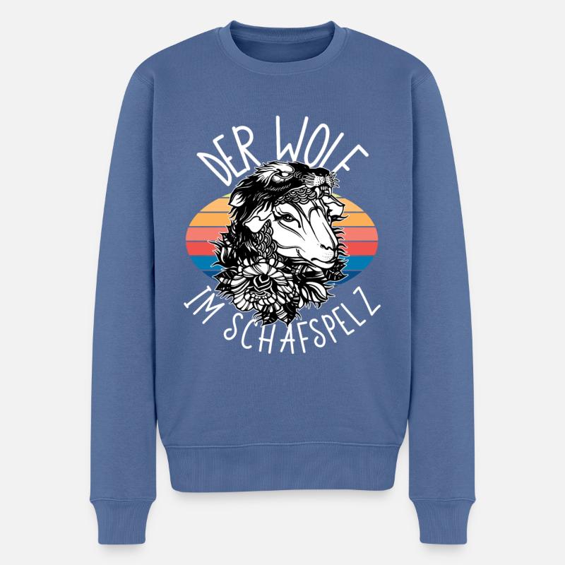 Wolf im Schafspelz, Wölfe, Schafe, Geschenkidee - Männer Premium Bio Pullover - Taubenblau