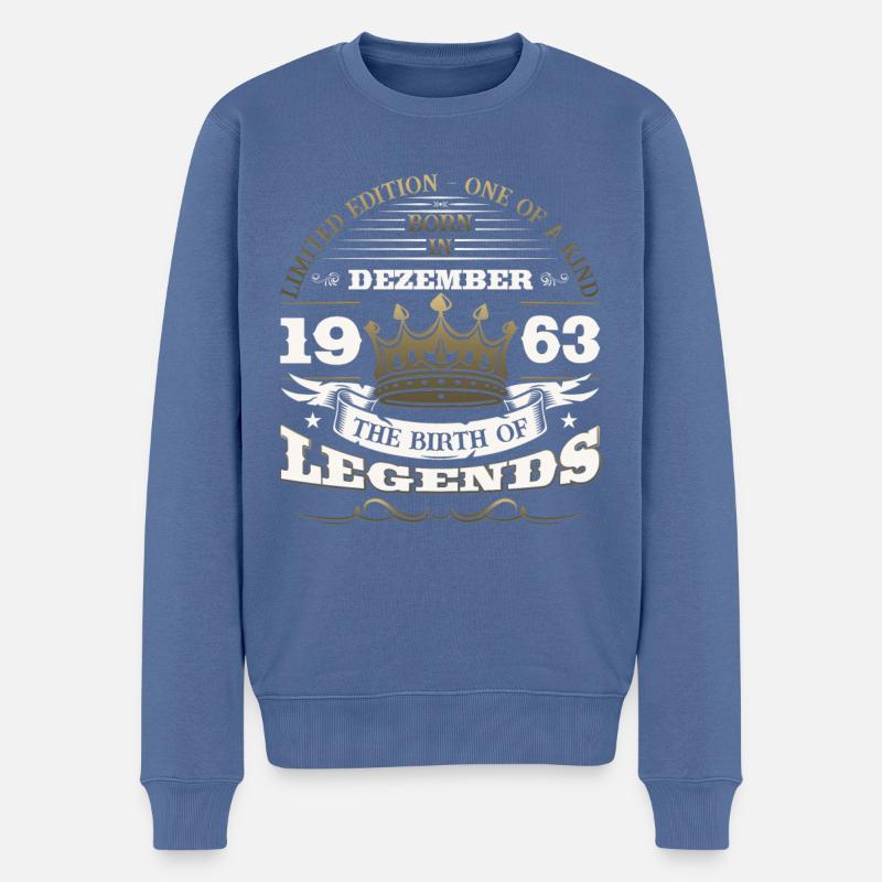 60. Geburtstag Dezember Jahrgang 1963 Legende - Männer Premium Bio Pullover - Taubenblau