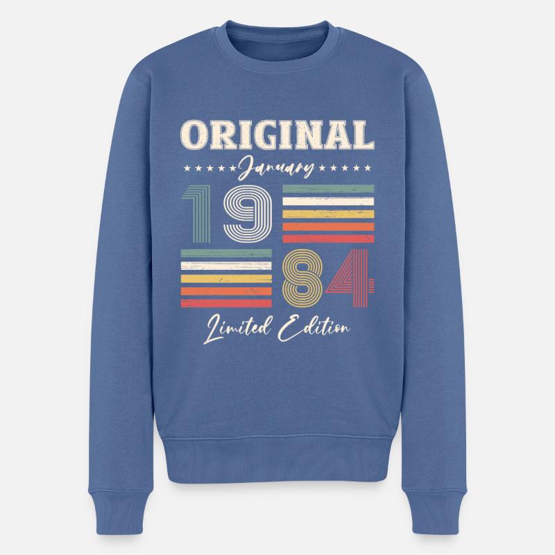 40e anniversaire janvier Vintage 1984 Original - Pull Premium bio Homme - bleu pigeon