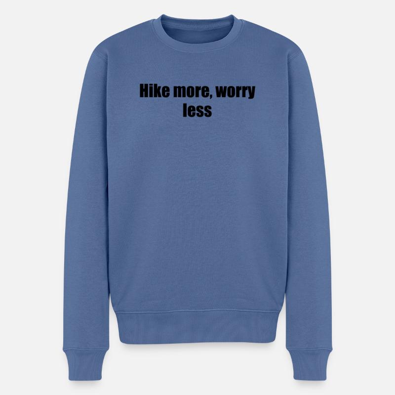 Wandern - Hike more, worry less - Männer Premium Bio Pullover - Taubenblau