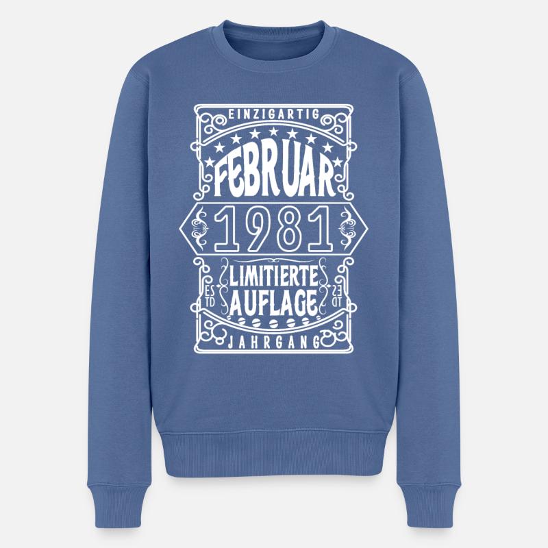 Geburtstag februar 1981, Geschenk Februar 1981. - Männer Premium Bio Pullover - Taubenblau