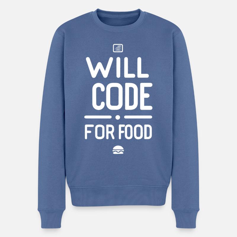 Will Code Pour Nourriture Drôle Programmeur - Pull Premium bio Homme - bleu pigeon