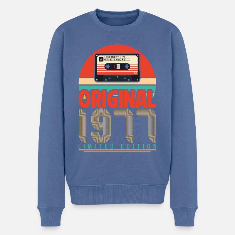 Vintage 1977 Geburtstagsgeschenk. Retro 1977. - Männer Premium Bio Pullover - Taubenblau