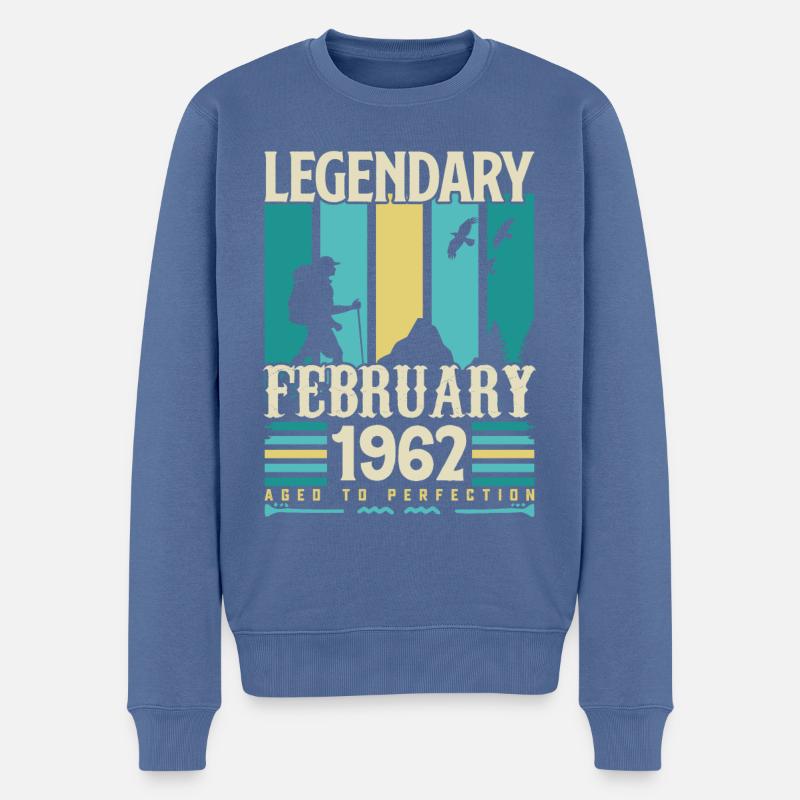 Vintage-Geburtstagsgeschenk Februar 1962, Februar. - Männer Premium Bio Pullover - Taubenblau