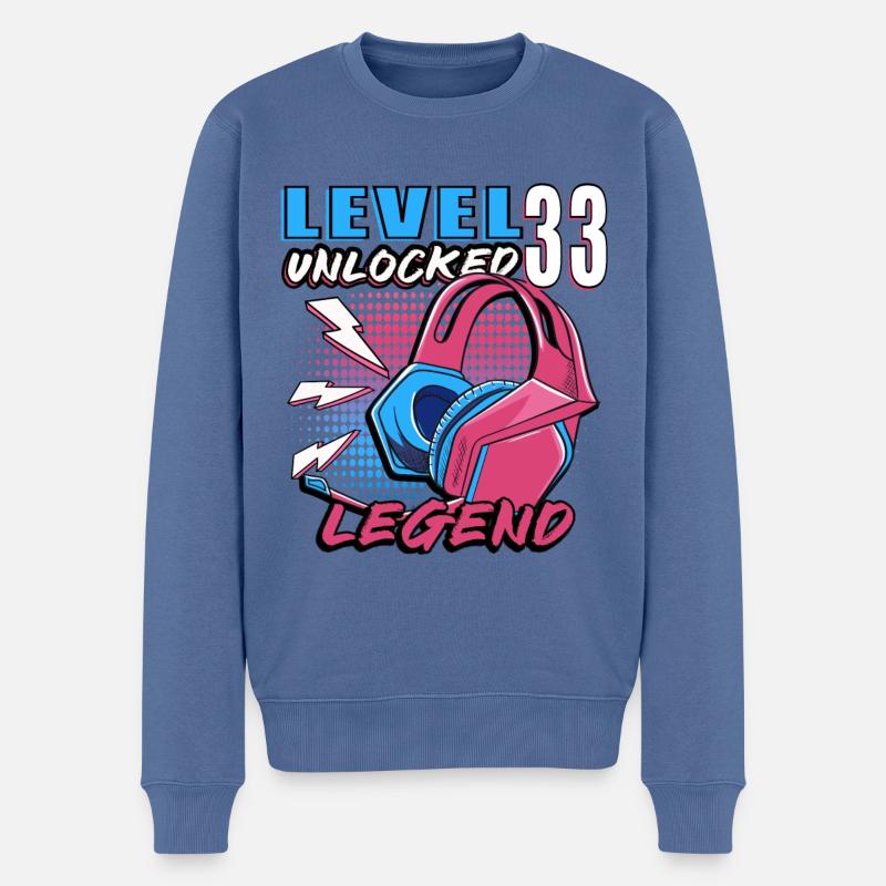 Niveau 33 débloqué - Pull Premium bio Homme - bleu pigeon