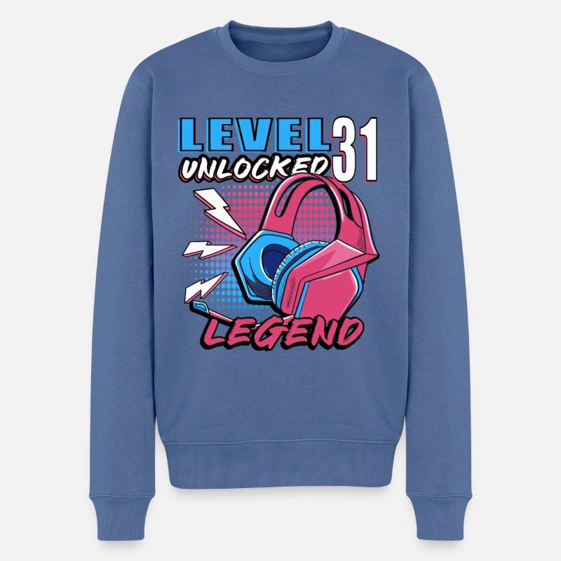 Niveau 31 débloqué - Pull Premium bio Homme - bleu pigeon