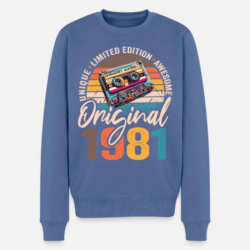 Vintage geboren 1981 Geburtstag Original 1981 - Männer Premium Bio Pullover - Taubenblau