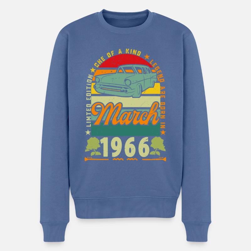 März 1966, März 1966, März 1966. - Männer Premium Bio Pullover - Taubenblau