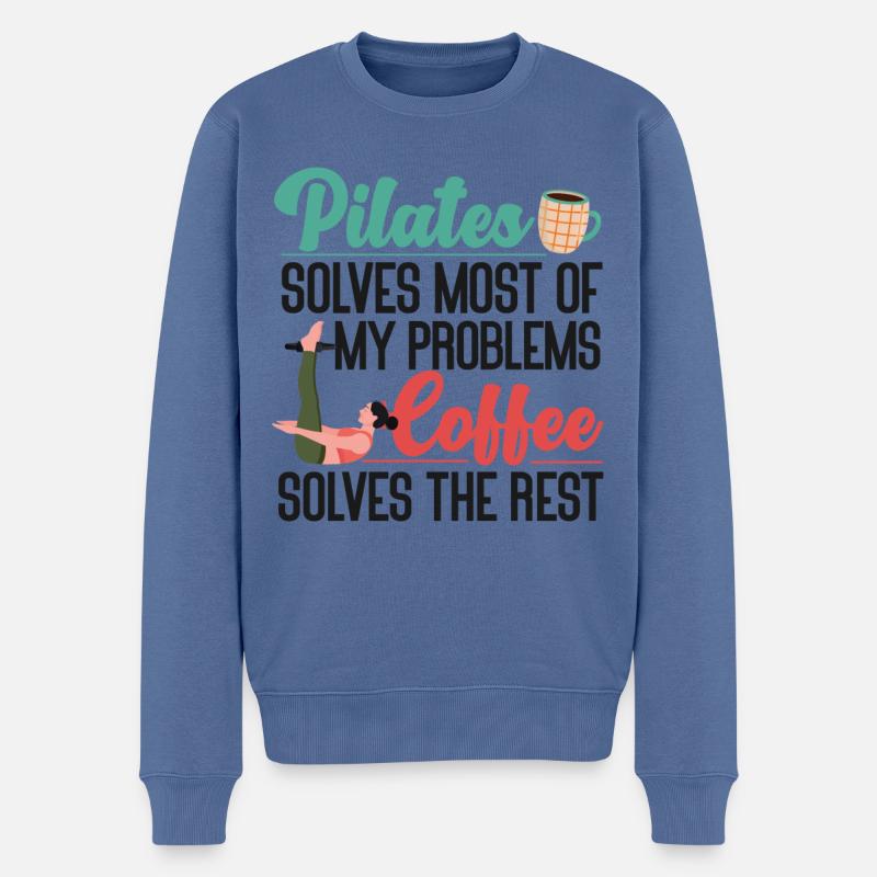 Pilates Instructor Teacher Coffee - Männer Premium Bio Pullover - Taubenblau