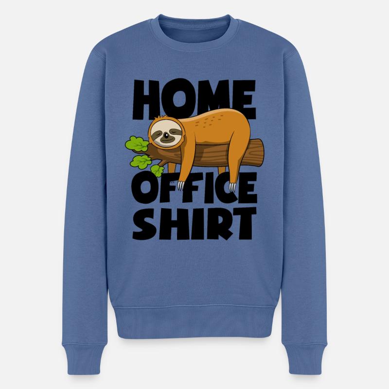 Faultier - Home office shirt - Geschenk - Männer Premium Bio Pullover - Taubenblau