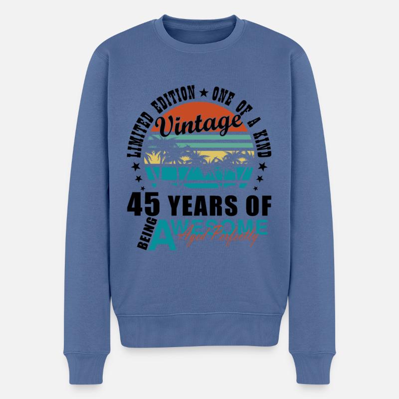 45 Jahre 45. Geburtstag Spruch Geschenk - Männer Premium Bio Pullover - Taubenblau