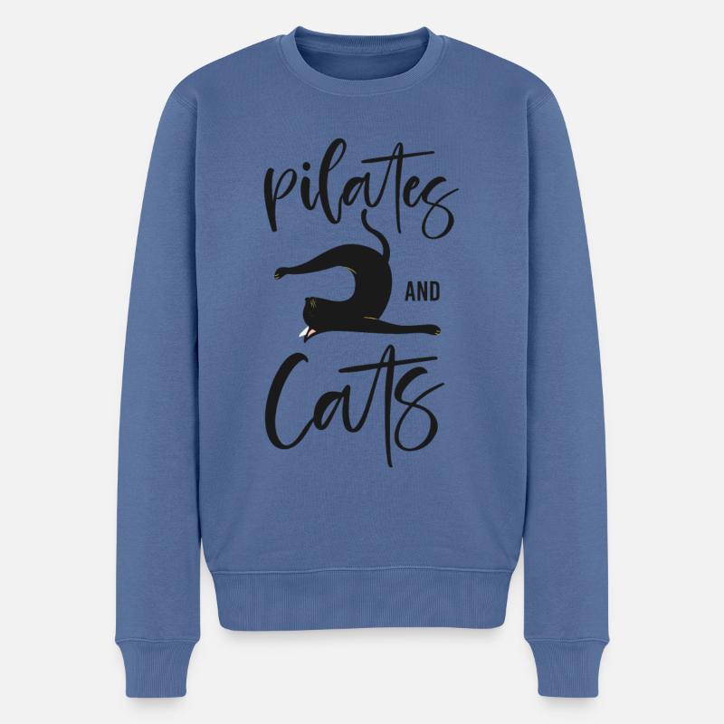 Pilates Instructor Teacher Cat - Männer Premium Bio Pullover - Taubenblau