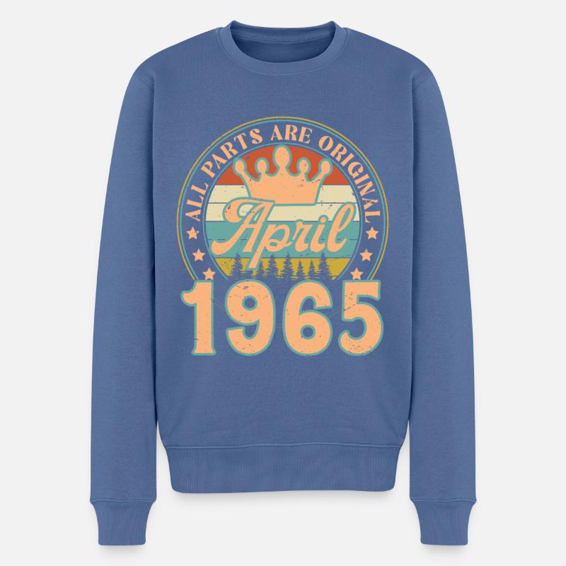April 1965. April 1965 April Geburtstagsgeschenk - Männer Premium Bio Pullover - Taubenblau