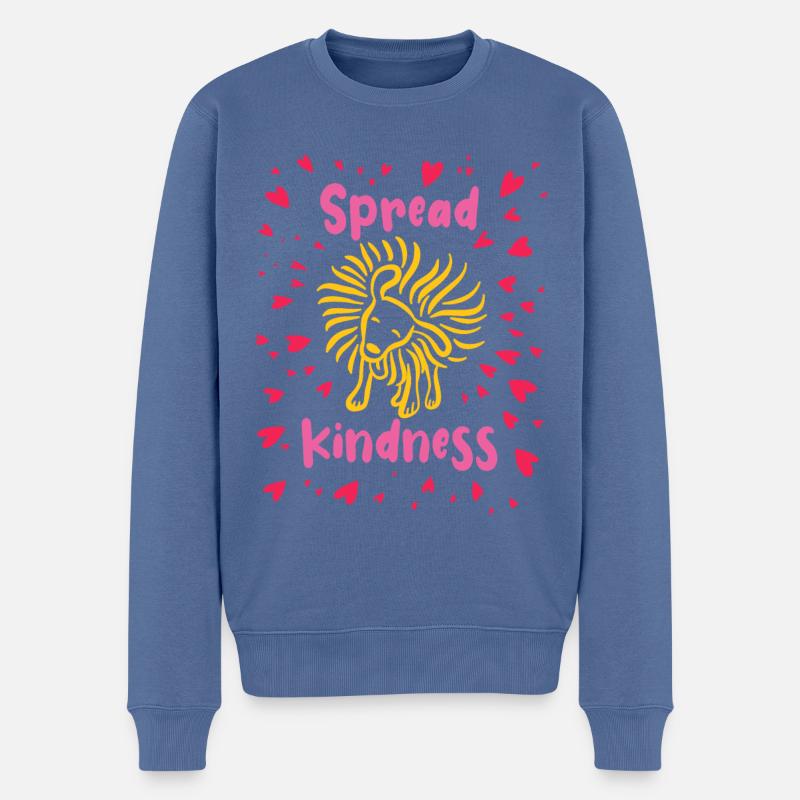 Spread Kindness - Hund schüttelt sich - Herzen - Männer Premium Bio Pullover - Taubenblau