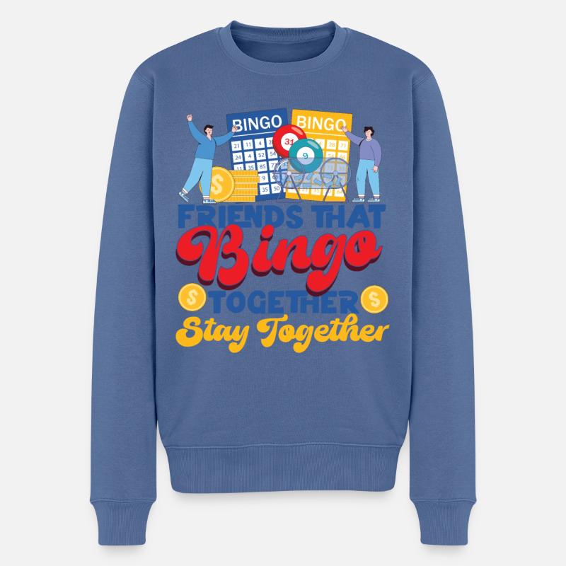 Amis joueurs de bingo Copains - Pull Premium bio Homme - bleu pigeon