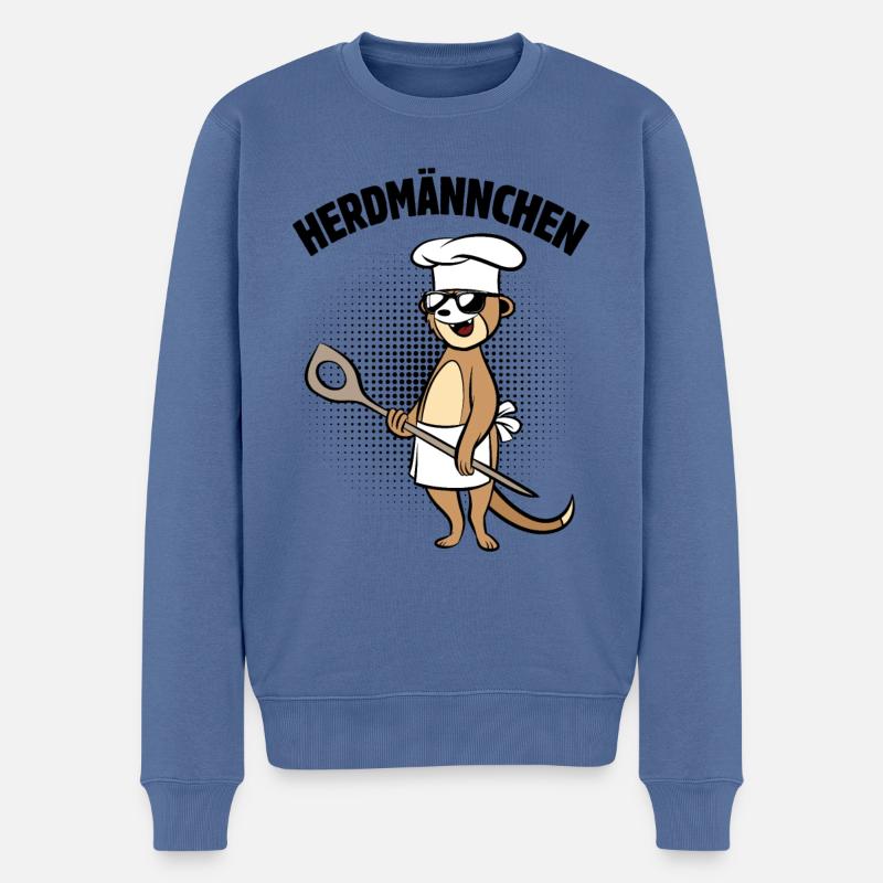 Herdmännchen - Erdmännchen mit Kochlöffel - Männer Premium Bio Pullover - Taubenblau