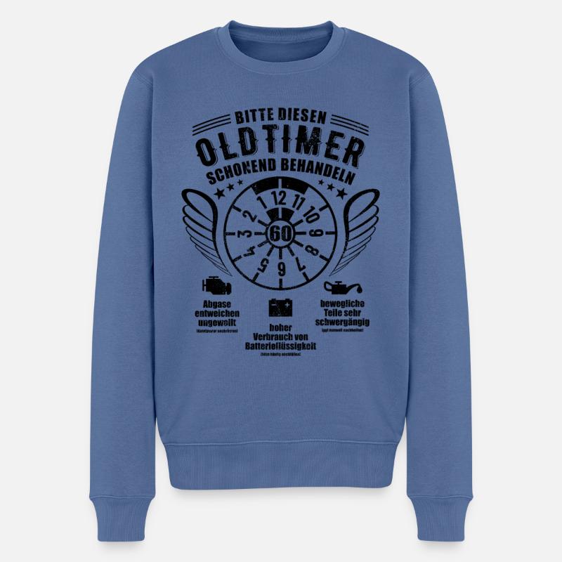 Oldtimer schonend behandeln - 60. Geburtstag - Männer Premium Bio Pullover - Taubenblau
