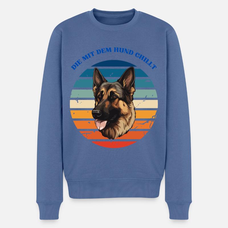 Se détendre avec le chien - Pull Premium bio Homme - bleu pigeon
