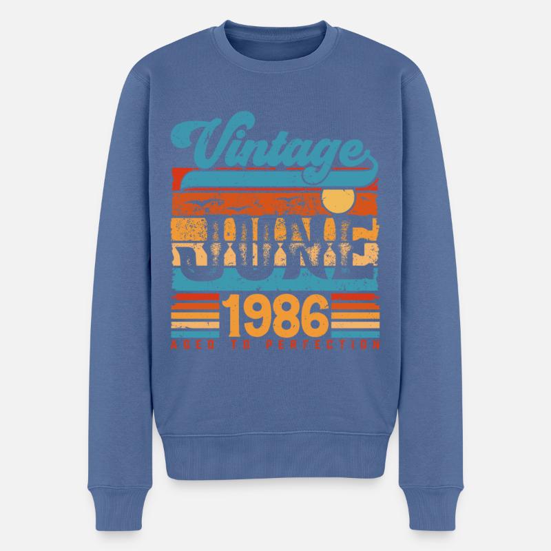 Juni 1986, Vintage-Geburtstagsgeschenk Juni 1986. - Männer Premium Bio Pullover - Taubenblau