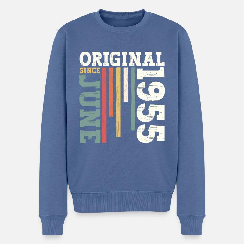 Original Juni 1955 Jahrgang 1955 Geburtstag 1955 - Männer Premium Bio Pullover - Taubenblau