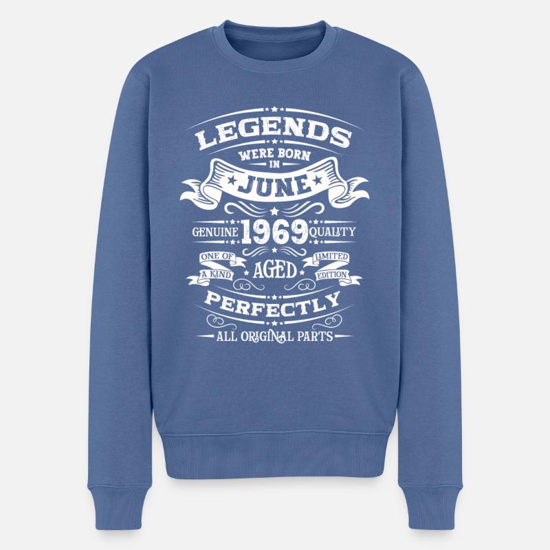 55.Geburtstag Original Juni 1969 Jahrgang 1969 - Männer Premium Bio Pullover - Taubenblau