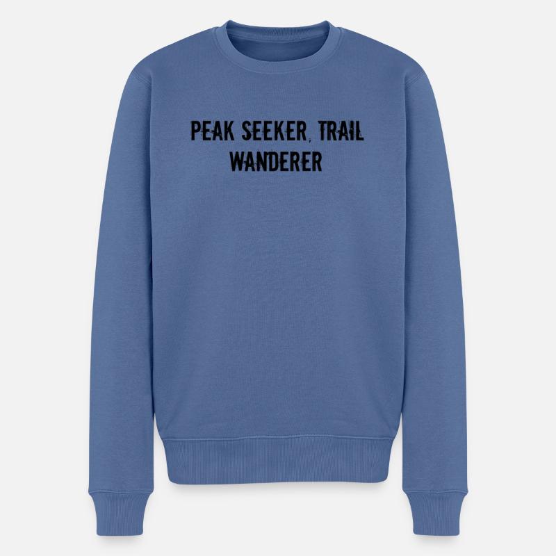Wandern - Peak Seeker, Trail Wanderer - Männer Premium Bio Pullover - Taubenblau