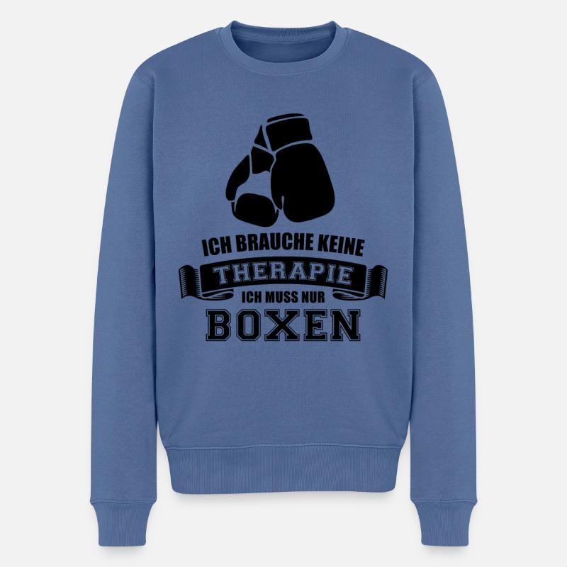 Ich brauche keine Therapie ich muss nur Boxen - Männer Premium Bio Pullover - Taubenblau