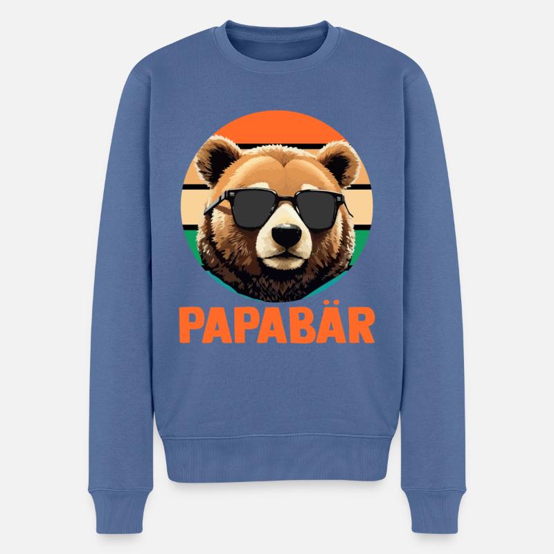 Papa Vater - Männer Premium Bio Pullover - Taubenblau