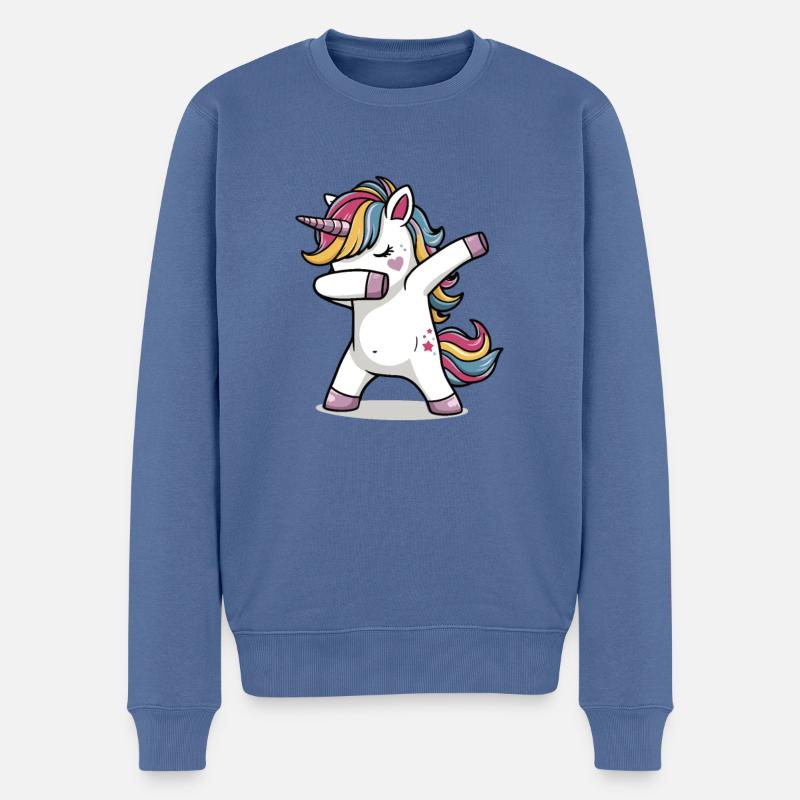 Unicorn dubbing, Dubbing Einhorn - Männer Premium Bio Pullover - Taubenblau