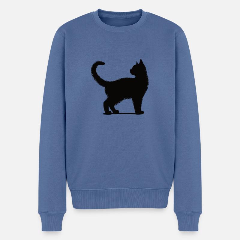 Ich liebe Katzen - Männer Premium Bio Pullover - Taubenblau