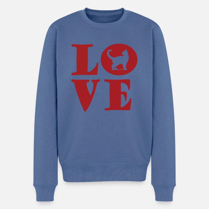 J’adore les chats - Pull Premium bio Homme - bleu pigeon