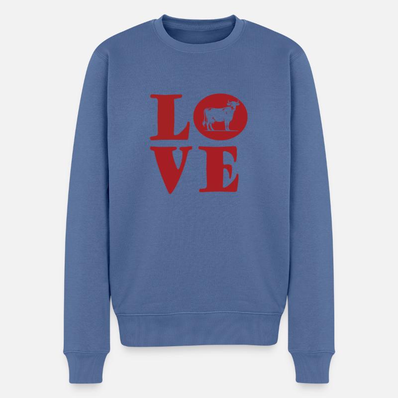 Ich Mag Kühe - Männer Premium Bio Pullover - Taubenblau