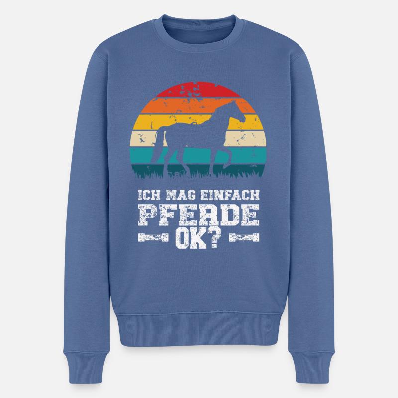 J’aime les chevaux - Pull Premium bio Homme - bleu pigeon